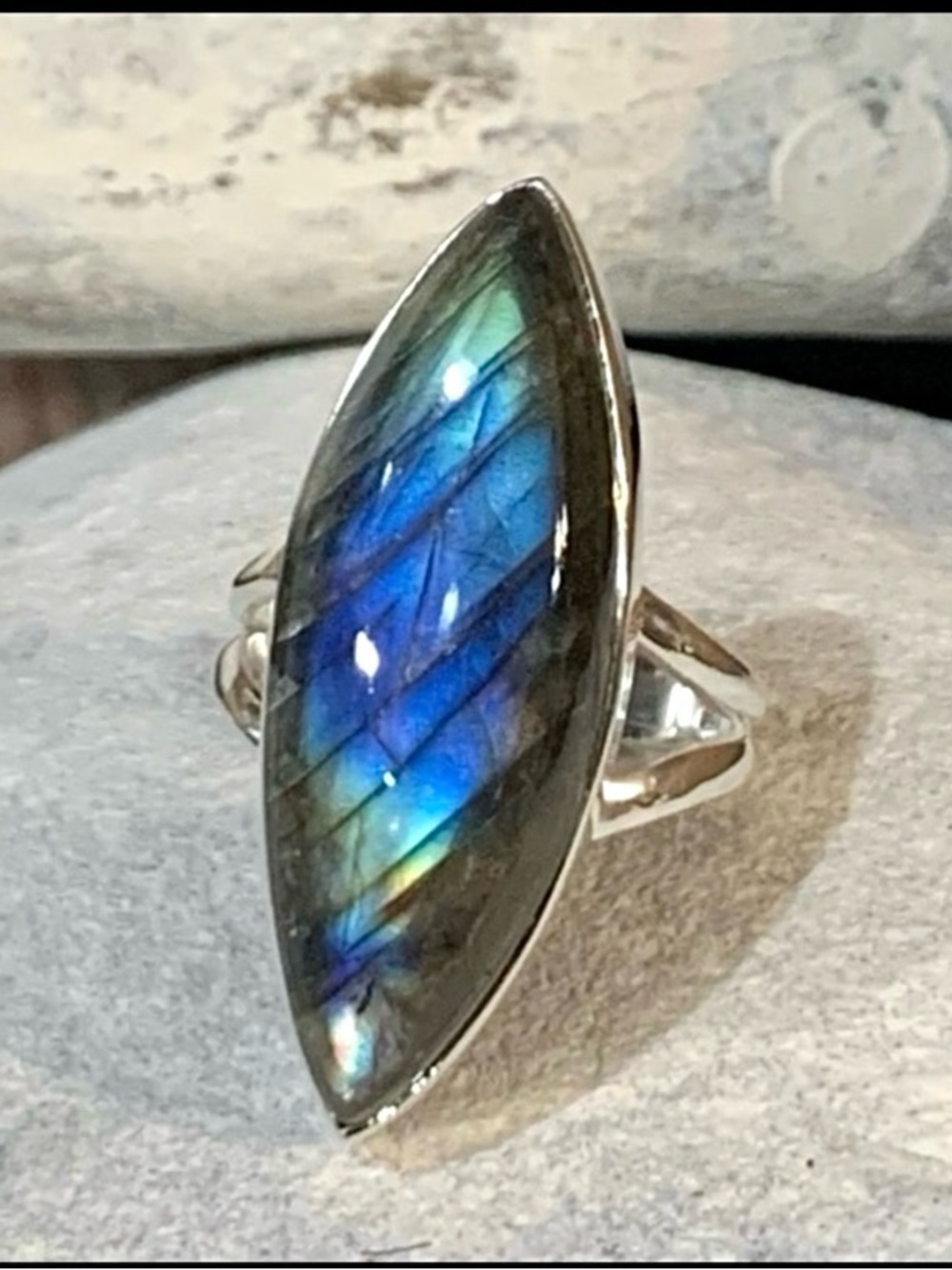 Blue Labradorite Sterling Silver Ring